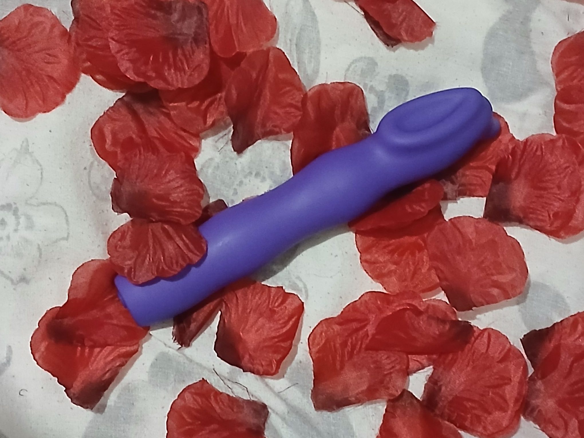 Lovehoney 10 function humdinger vibrator on a bed of red rose petals